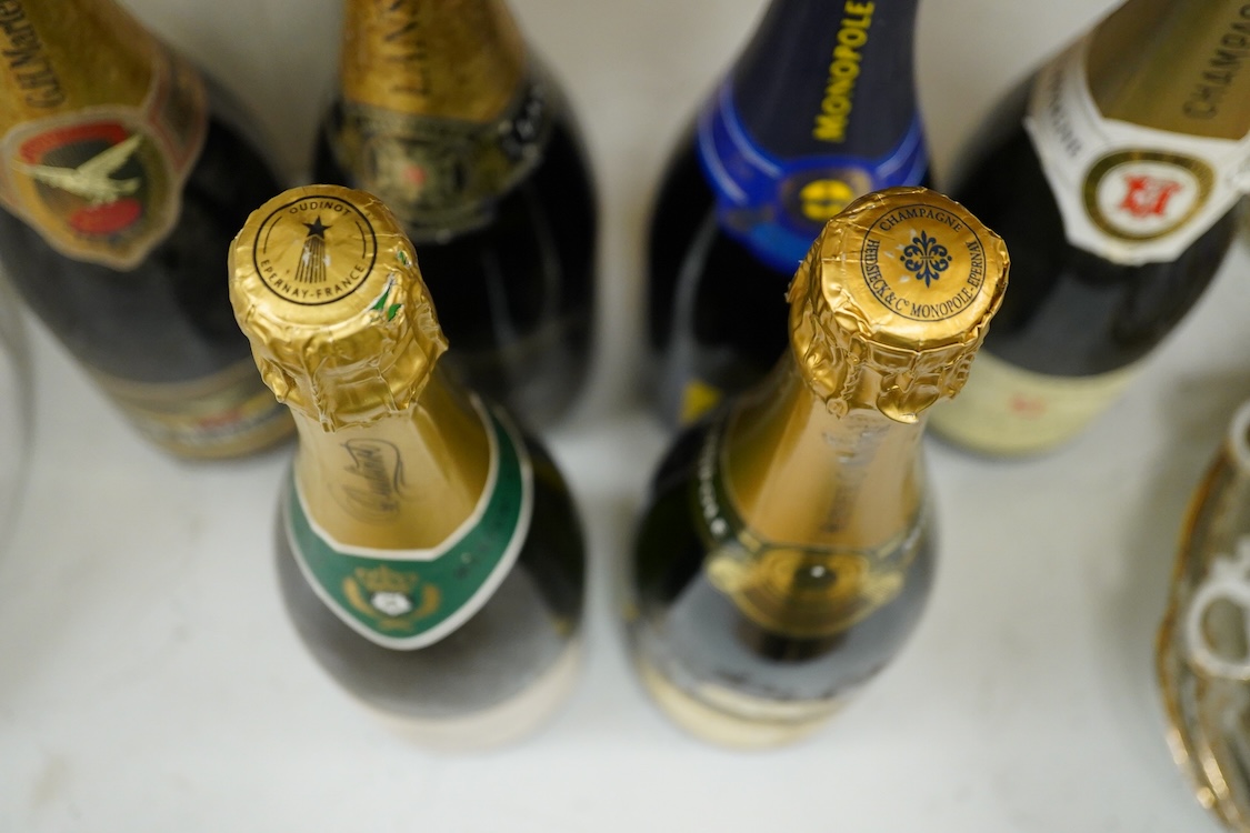 Six various bottles of Champagne to include Monopole, Lanson Black Label and G H Martel & Co